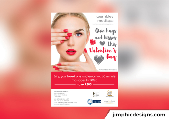 Medical spa poster design to promote their Valentine's specials.