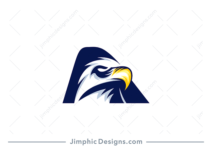 Modern eagle head design shaped inside an uppercase letter A in italics.