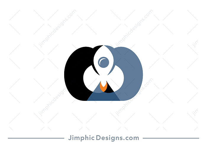 Modern and simplistic space rocket is shaped with two iconic bird shapes in opposite directions.