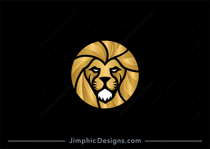 Modern lion head design in a perfectly round circle.