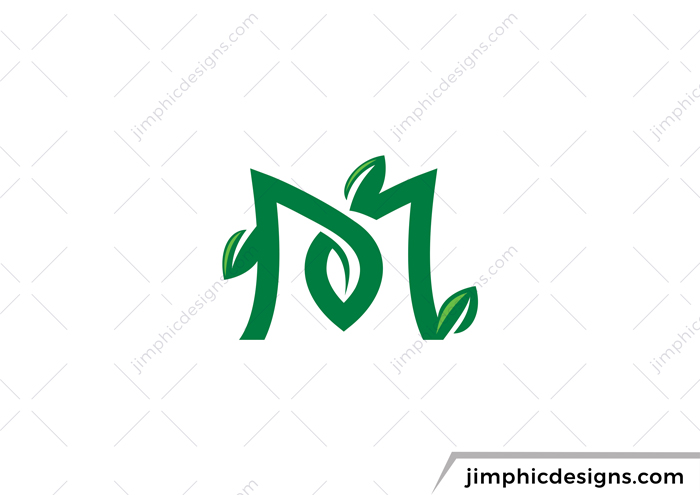 Simplistic letter M design is shaped around iconic leaves