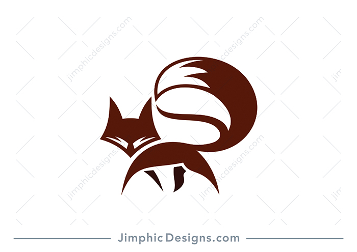 Modern and sleek fox design creating big coffee bean with negative space between his tail and back.