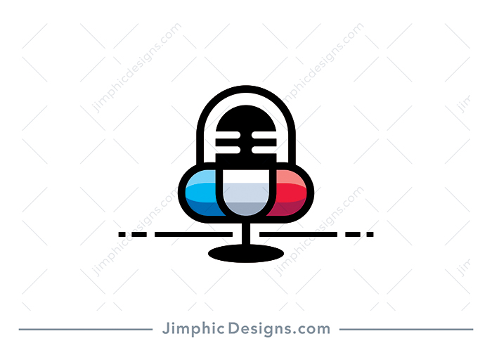 Big iconic podcast microphone graphic with a pill incorporated.