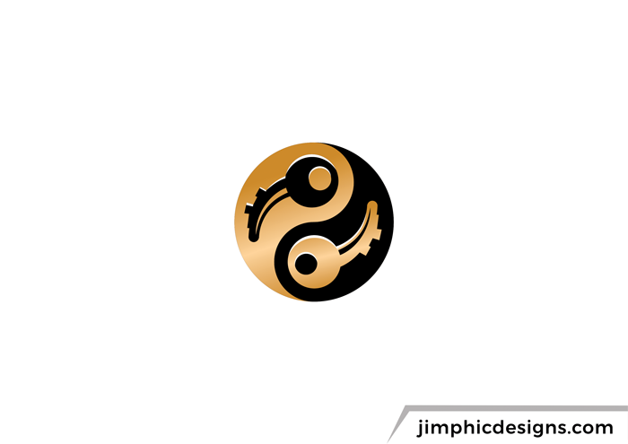 Realty keys in a Yin Yang circle design.