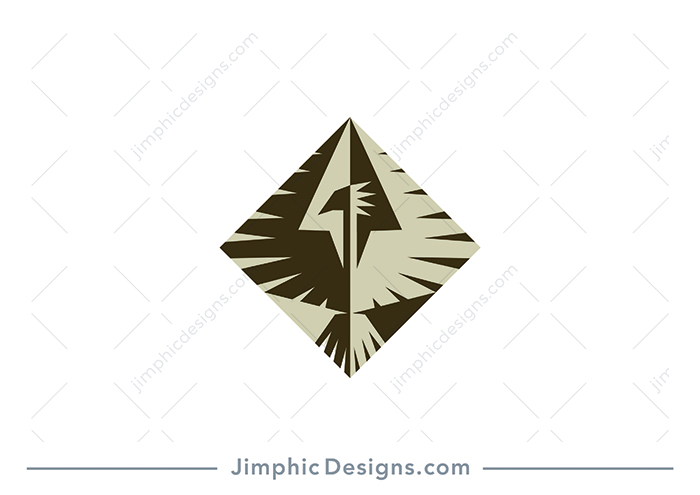 Modern and sleek phoenix bird shaped perfectly into a diamond square.