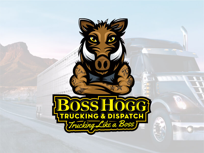 trucking hog logo design
