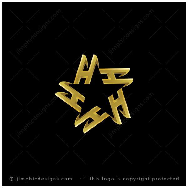 H Star Logo logo for sale: Modern and charming uppercase letters H arranged to shape an iconic star in the middle with negative space.