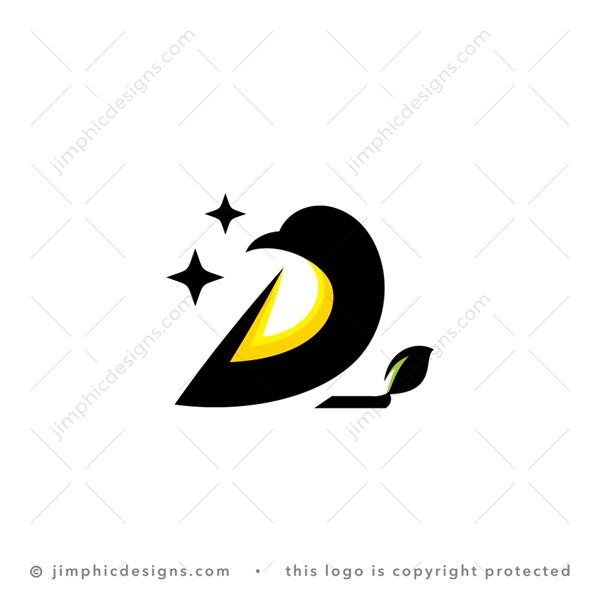 D Bird Logo logo for sale: Modern and simplistic bird sitting on a branch in the shape of an uppercase letter D.