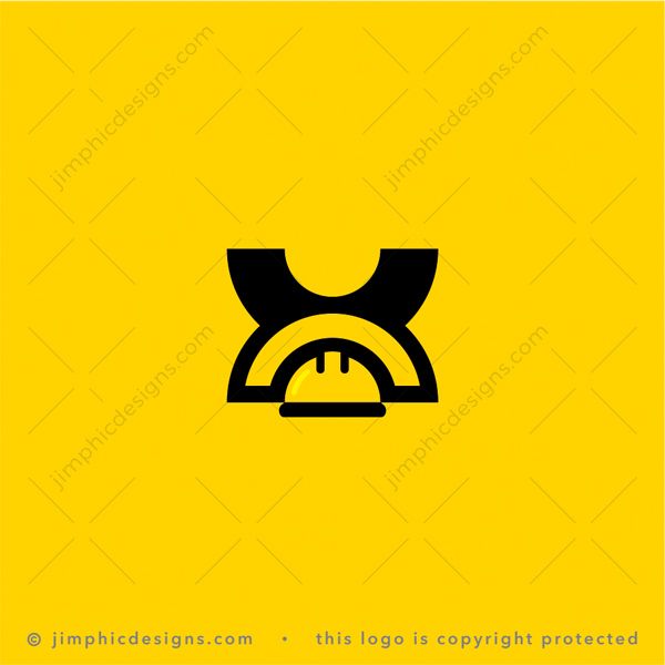 Letter X Construction Logo logo for sale: Big letter X is shaped above an iconic construction hardhat.