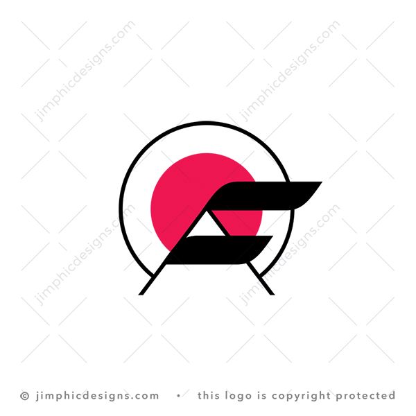 AF Logo logo for sale: Smooth letter A is shaped with a big letter F on top and a big sun behind.