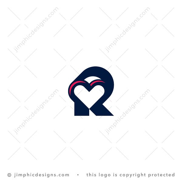 Letter R Heart Logo