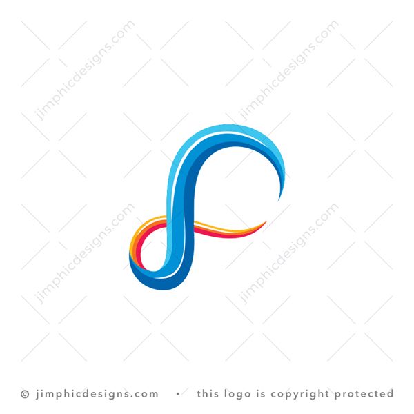 Infinity F Logo logo for sale: Modern and smooth letter F design is shaped with a curling infinity symbol shape.