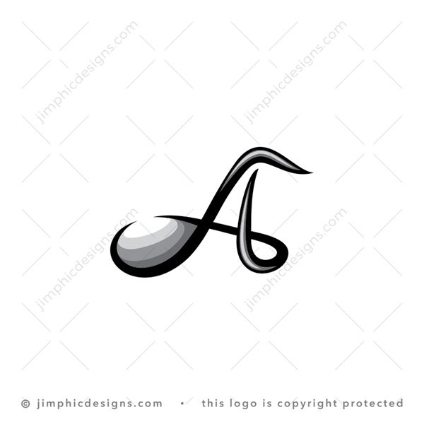 Note A Logo logo for sale: Modern letter A design is shaped with a beautiful note symbol incorporated.