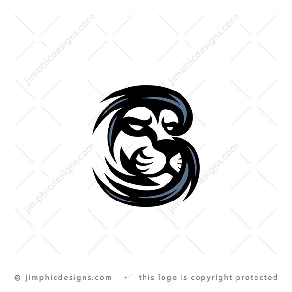 Letter B Lion Logo logo for sale: Modern lion head is shaped inside an uppercase letter B design.