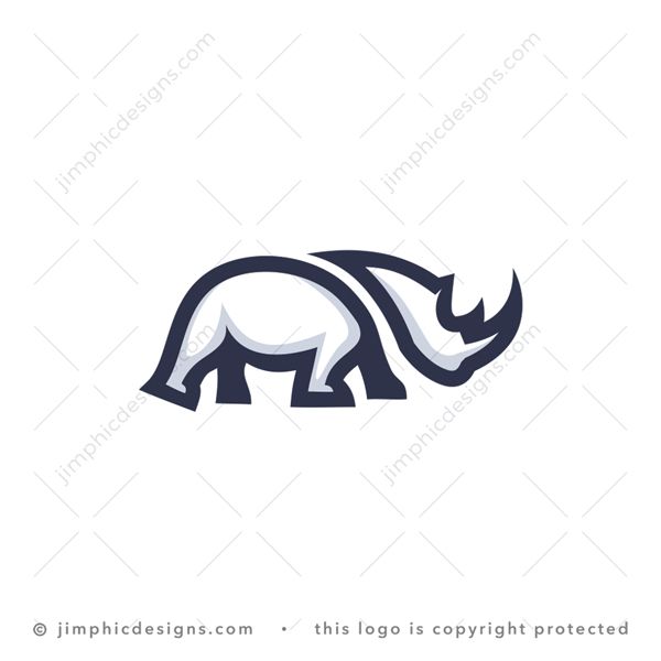 Rhino Logo logo for sale: Modern and sleek rhino animal design is shaped with a think black outline.