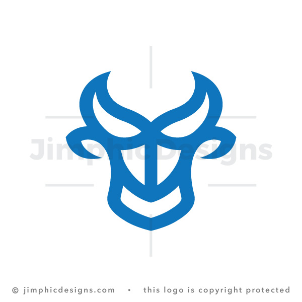 Minimalist Blue Bull Head Logo