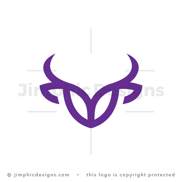 Minimalist Purple Bull Head Logo Iconic Capital Bull Logo