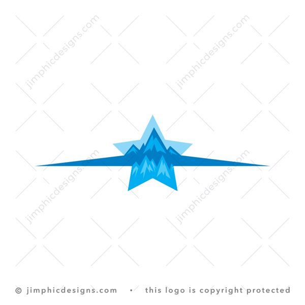 Star Mountain Logo logo for sale: Modern and sleek mountain range design are featured in an iconic star shape.