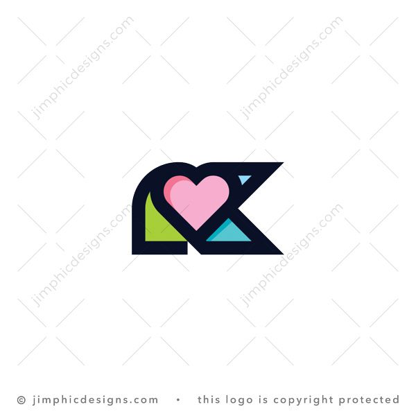 Letter K Heart Logo