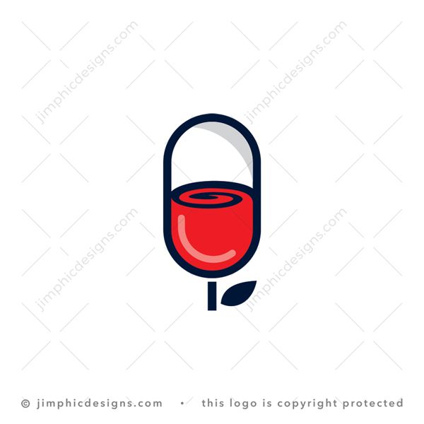 Pill Rose Logo logo for sale: Simplistic rose design inside an iconic pill capsule shape.