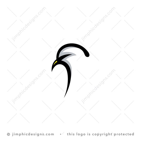 F Bird Logo logo for sale: Smooth line shapes the letter F design and in effect the outline of a bird.