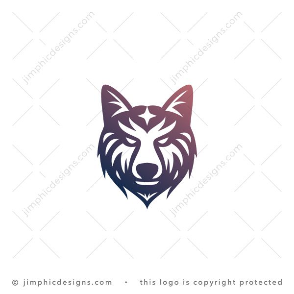Wolf Logo logo for sale: Sleek wolf head design features a big star on his forehead.