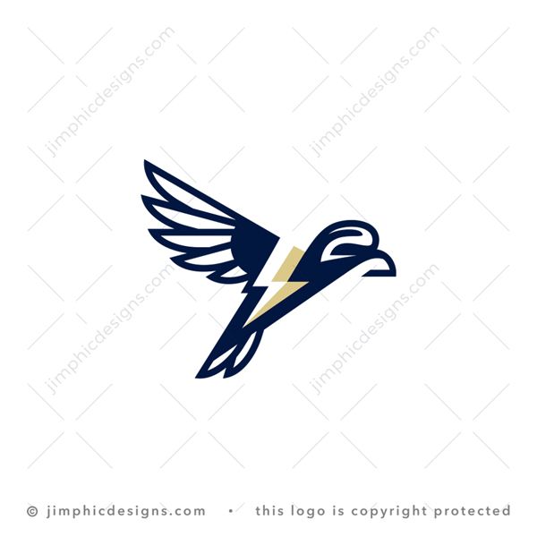 Bird Power Logo logo for sale: Modern bird in a flying position and wing spread wide, have a negative space flash in the middle.