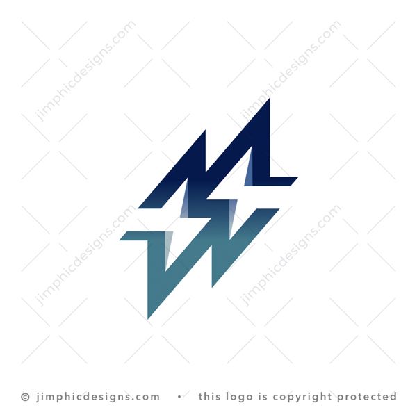 MW Bolts Logo logo for sale: Two sleek letter designs shaped around two iconic lightning bolts.