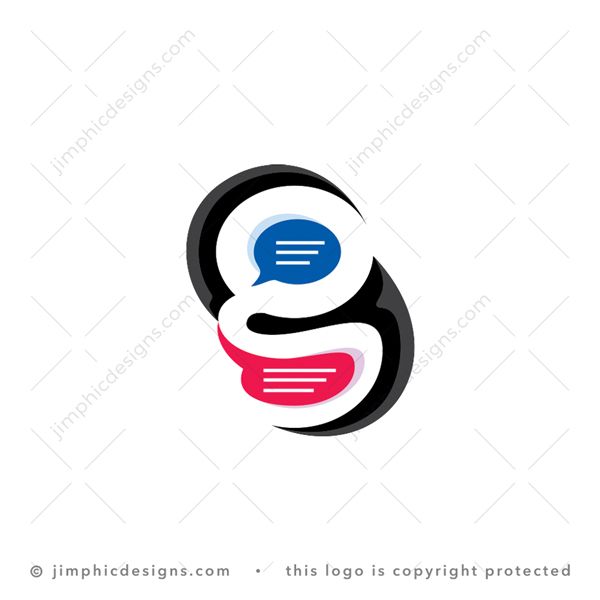 g Chat Logo logo for sale: Lowercase letter G designed with white negative space and iconic chat bubbles inside.