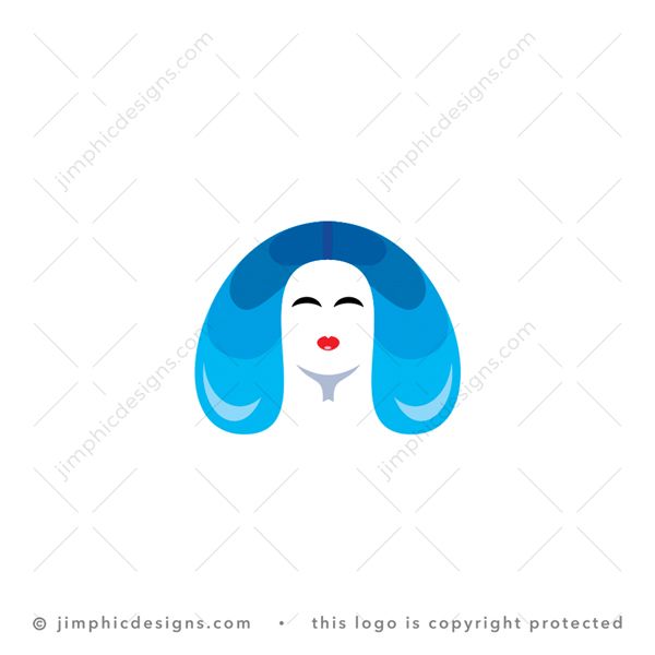 Water Lady Logo logo for sale: Modern female woman design with her hair style in the shape of smooth water drops.