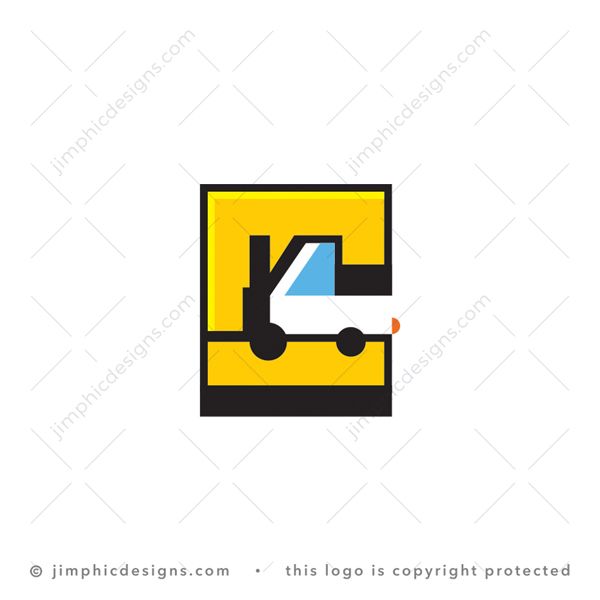 C Forklift Logo logo for sale: Cute and simplistic little forklift fitting inside a big letter C design.