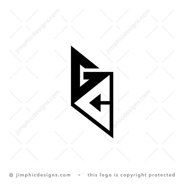 GC Logo logo for sale: Two uppercase letters are pointing in different directions shaped in a triangle and attached to each other.