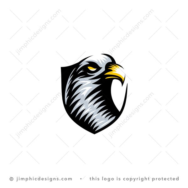 Eagle Logo logo for sale: Modern eagle design sitting inside a crest looking into the distance.