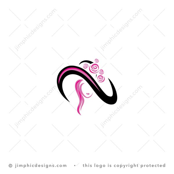 N Fashion Logo logo for sale: Very bold letter N design shapes an elegant hat on a beautiful woman graphic.