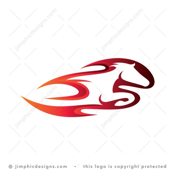 Horse Logo logo for sale: Fast moving horse design is shaped in a forward moving flame.