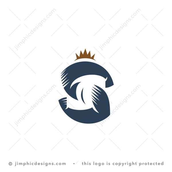 Strong S Logo logo for sale: Modern person bulking his arms to show off his muscles creates a letter S, while his hair shapes a crown on top.