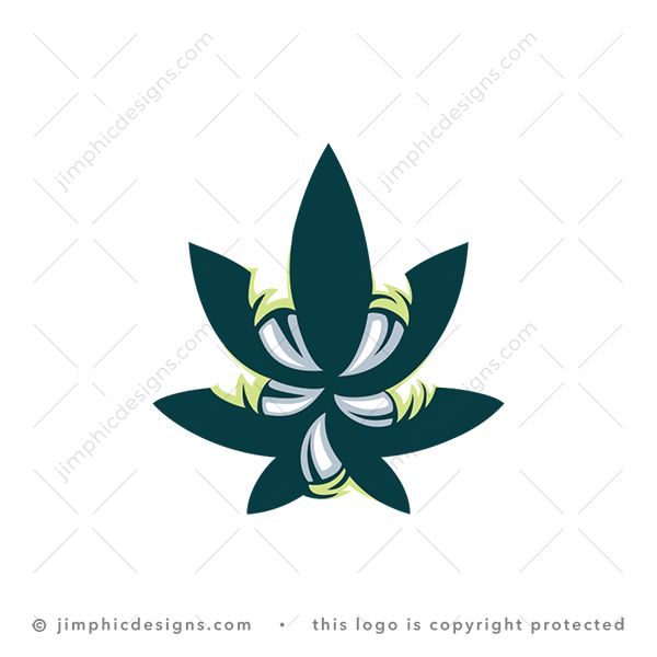 Monster CBD Logo logo for sale: Modern and iconic cannabis leaf design featuring a big monster claw wrapping itself around the cannabis leaf.