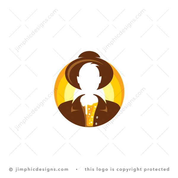 Beer Farmer Logo logo for sale: Modern and simplistic farmer design creates a glass filled with beer in his shirt.