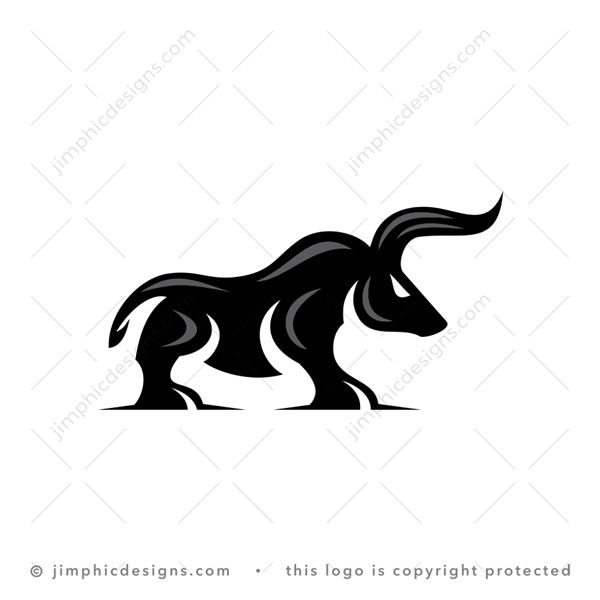 Bull Logo logo for sale: Big and bulky bull animal with a muscular body and huge horns.