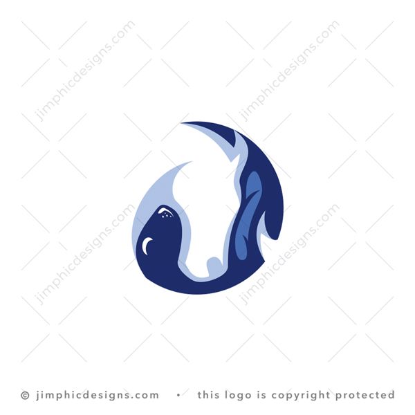 Horse Sea Otter Logo logo for sale: Modern white negative space horse shapes a sea otter hugging the horse inside the circle. 