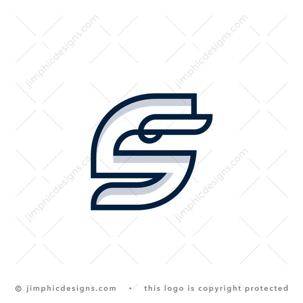 Eagle S Logo logo for sale: Modern and very simplistic eagle head is shaped into the top portion of a S letter design.