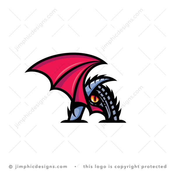 Letter A Dragon Logo logo for sale: Modern uppercase letter A design is shaped with dragon parts and an eye in the center.