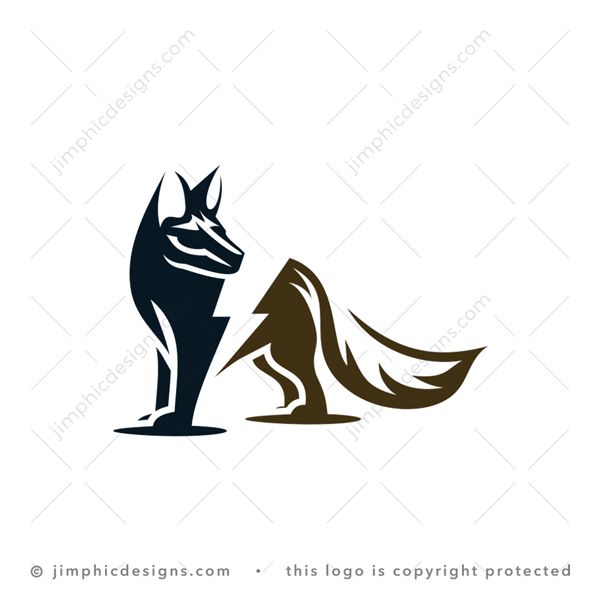 Bolt Fox Logo logo for sale: Strong and modern fox animal looking over his shoulder with an iconic bolt.