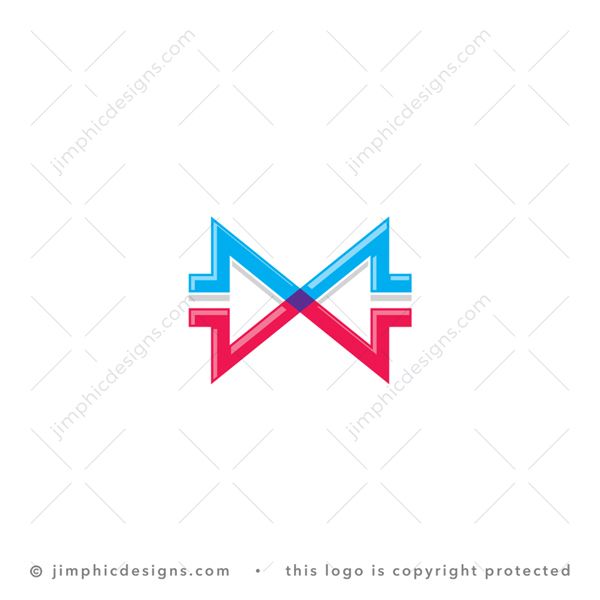 MW Arrows Logo logo for sale: Two simplistic arrows pointing towards each other creates the shape of the two letters M and W.