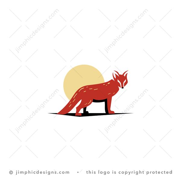 Fox Logo logo for sale: Simplistic and minimalist fox design standing stall with the sun behind him. 