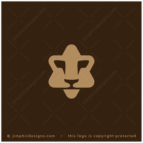 Star Lion Logo logo for sale: Modern and simplistic lion face shaped into an iconic star shape.