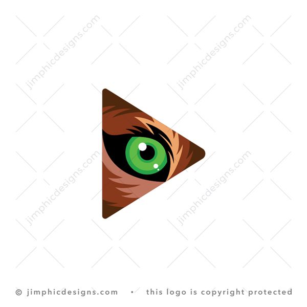 Lion Play Logo logo for sale: Modern and detailed lion eye design inside an iconic media play button.