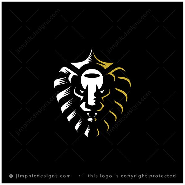 Lion Key Logo logo for sale: Angry looking lion with his mouth slightly open shapes an iconic key on the middle of his face.