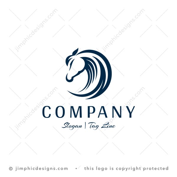 Horse Logo logo for sale: Modern horse head design is formed neatly inside a circle shape.