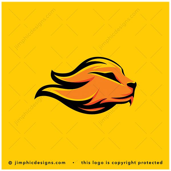 Lion Logo logo for sale: Modern lion head design with his mane shaping like a flame graphic.